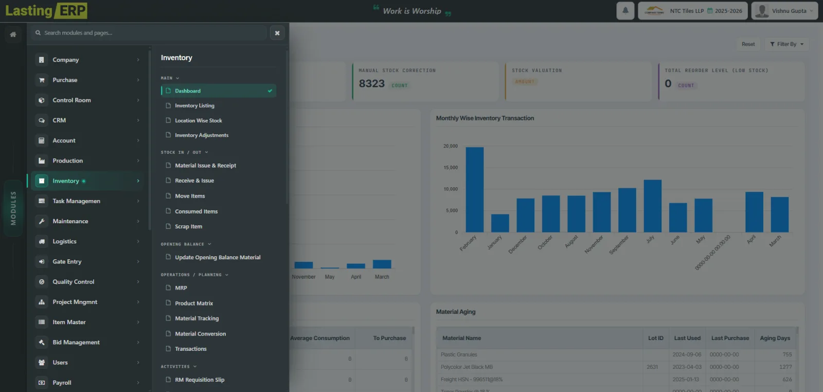 Steel & Fabrication Units ERP screenshot